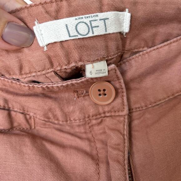 Ann Taylor Loft Women's Size 6 Pink Linen Shorts - Picture 2 of 4